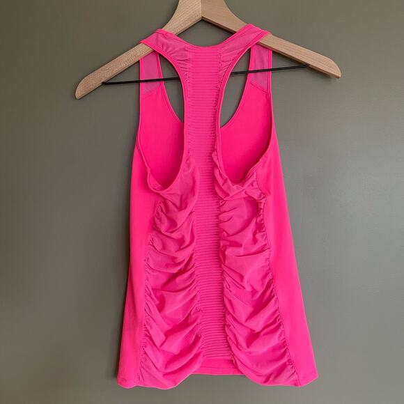 Athleta‎ BAKASANA TANK Prism Pink Size XS Sleeveless Top Sheer Mesh Back Workout - Picture 8 of 16